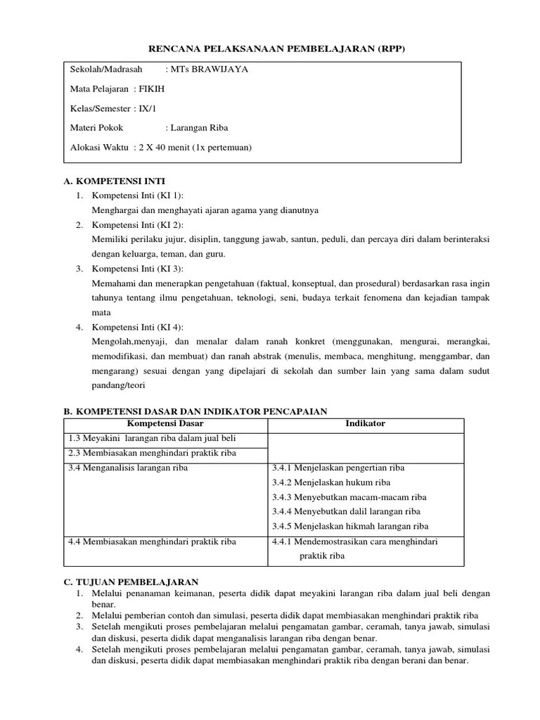 RPP Larangan Riba | PDF