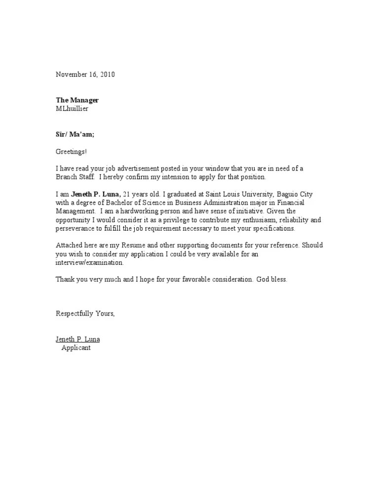 Cover Letter Sample For Fresh Graduate In Business Administration 100