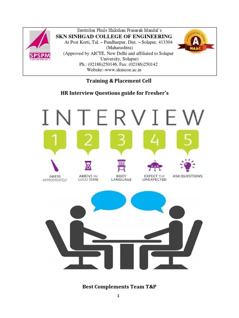 HR Interview Questions For Freshers With Best Answers and Examples
