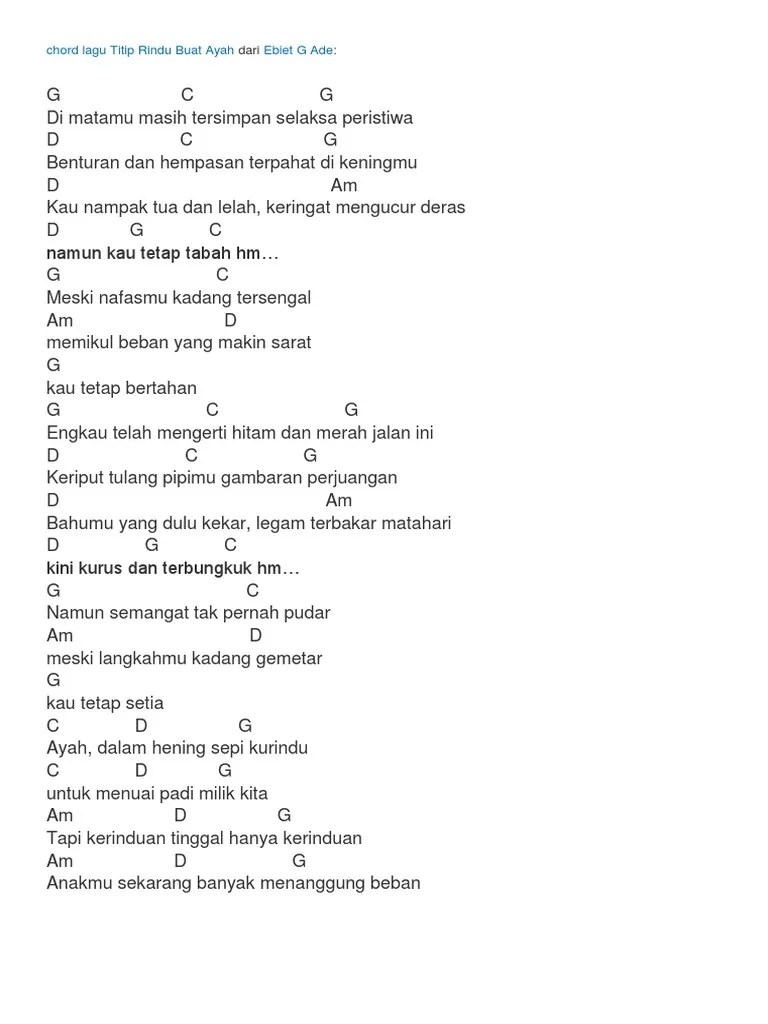 Ebiet G Ade Titip Rindu Buat Ayah Kunci Gitar