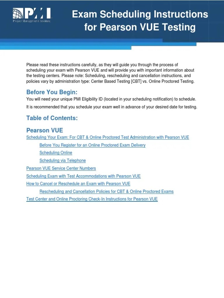 PMP Exam Schedule Pearson Vue Download Free PDF Identity Document