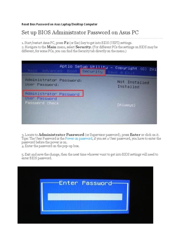 Reset Bios Password On Asus Laptop PDF