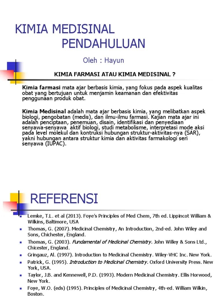 Kimia Medisinal Pendahuluan Oleh Hayun