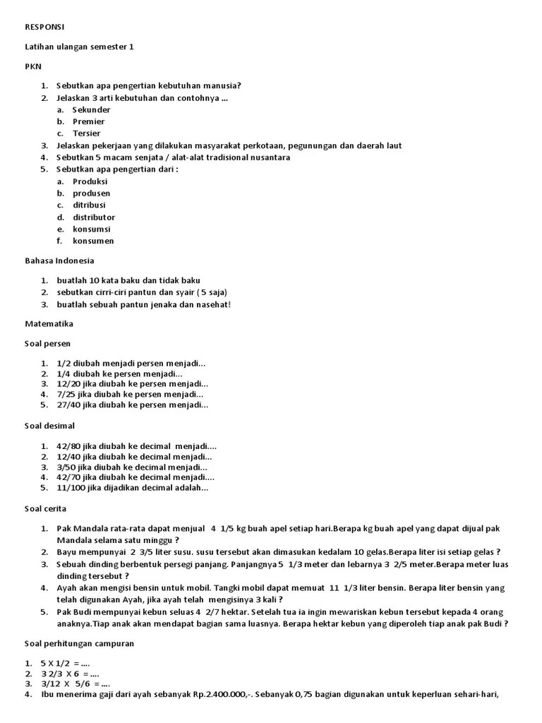 Soal Reponsi Tem 1 | PDF
