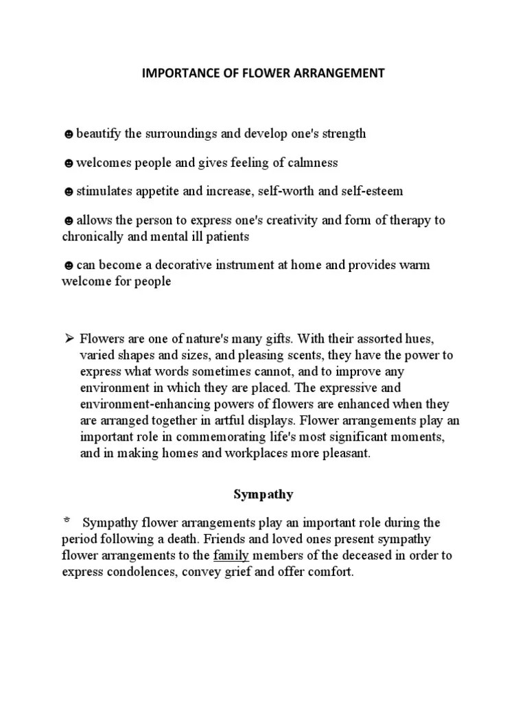 Importance of Flower Arrangement PDF Psychological Concepts