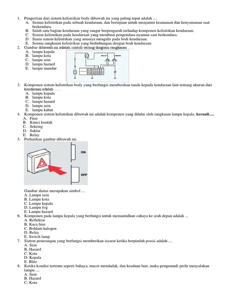 Pengertian Dari Sistem Kelistrikan Body Dibawah Ini Yang Paling Tepat  Adalah | PDF