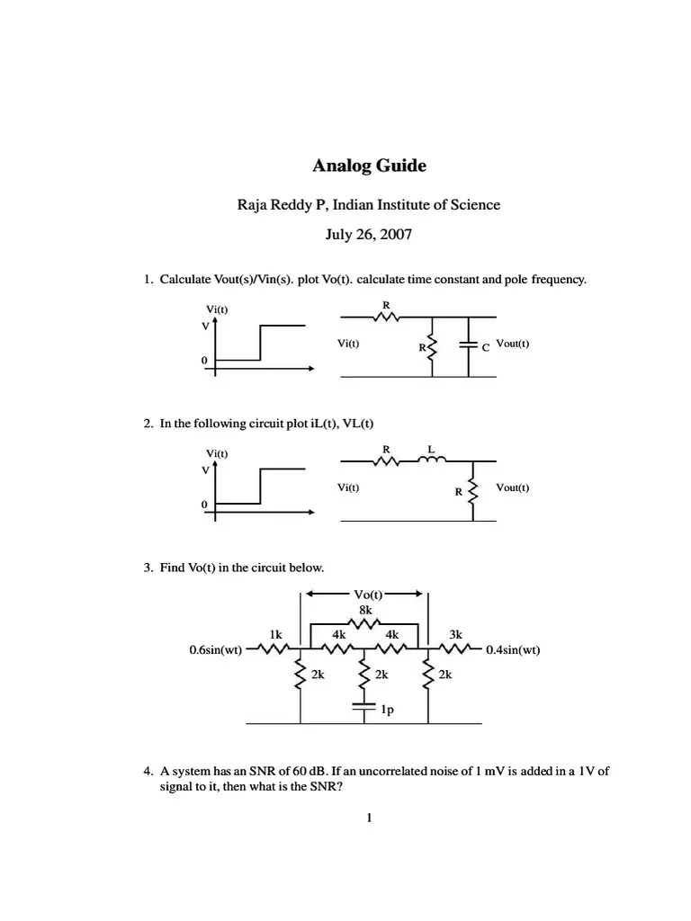 Analog Circuit Analysis A Guide to Analyzing, Designing, and