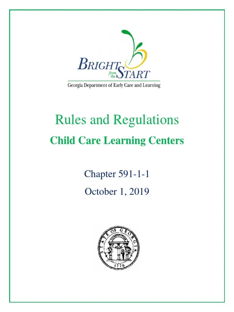 DECAL Child Care Learning Centers Rules and Regulations Battery