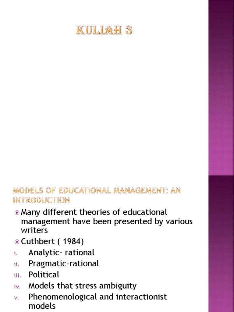 Model of Educational Management PDF Hierarchy System