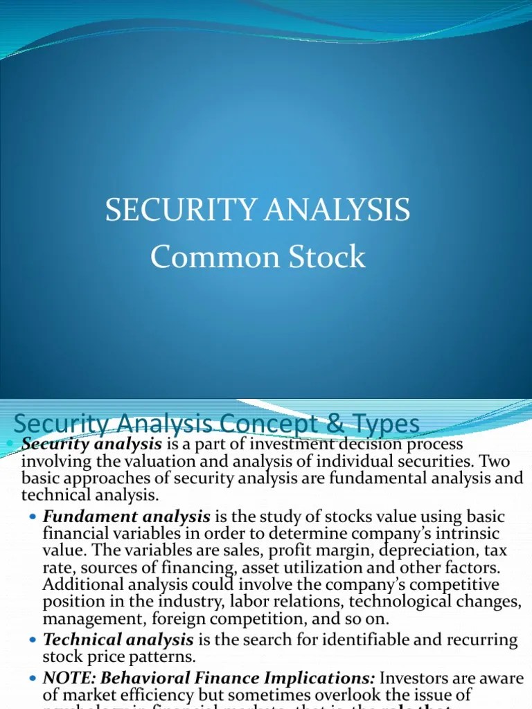Security Analysis Common Share PDF Stocks Book Value