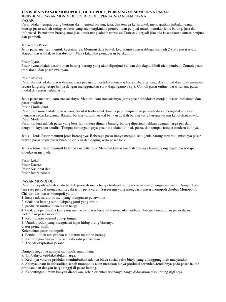 Jenis Jenis Pasar | PDF