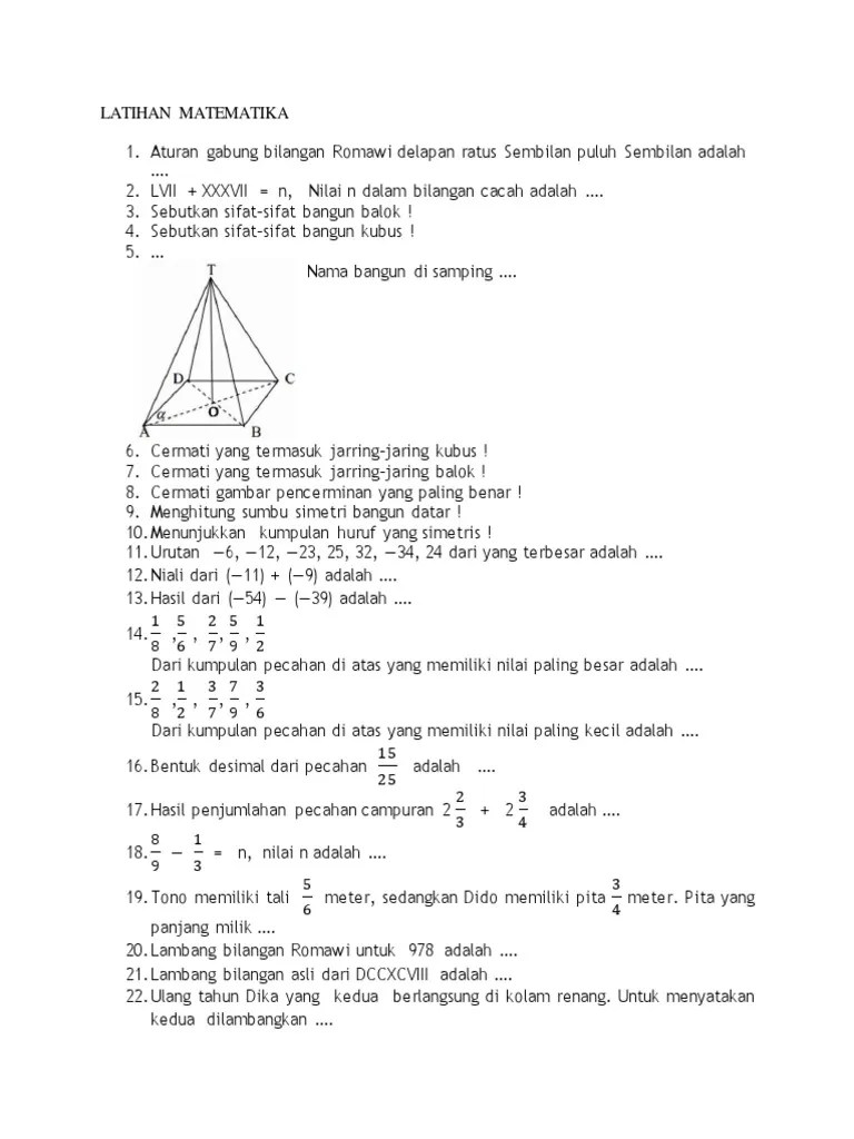 Latihan Matematika Kisi-Kisi | PDF