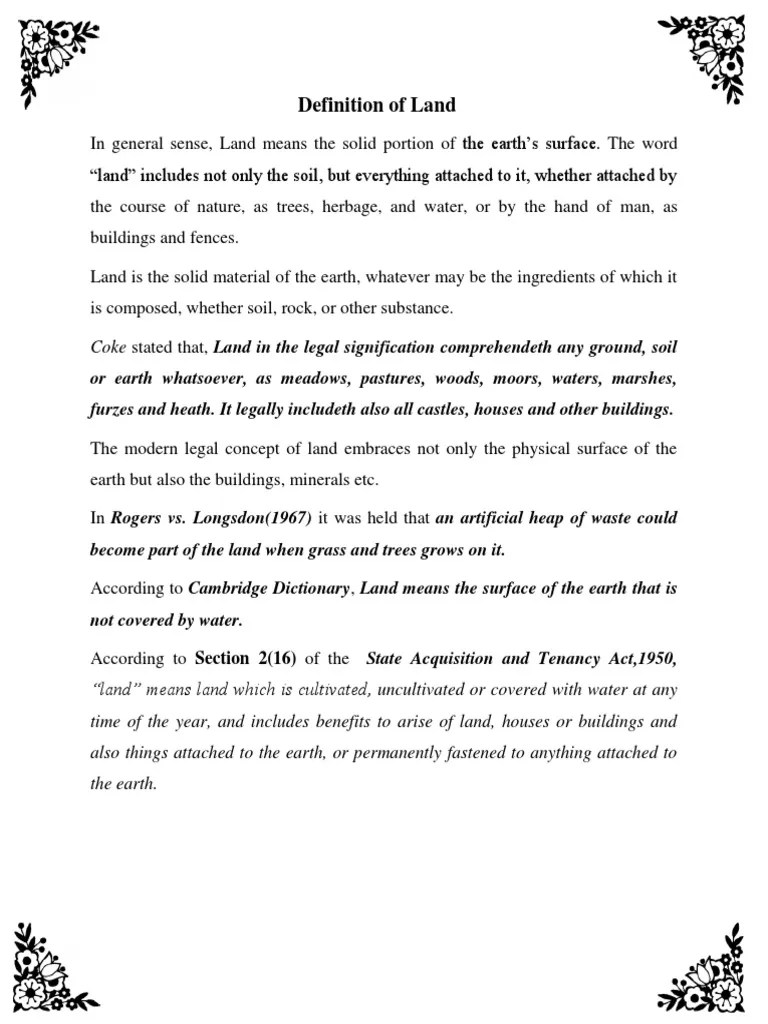Definition of Land PDF