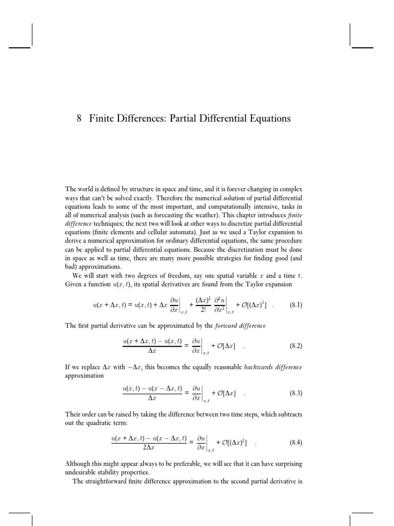 Finite Differences Partial Differential Equations PDF Partial