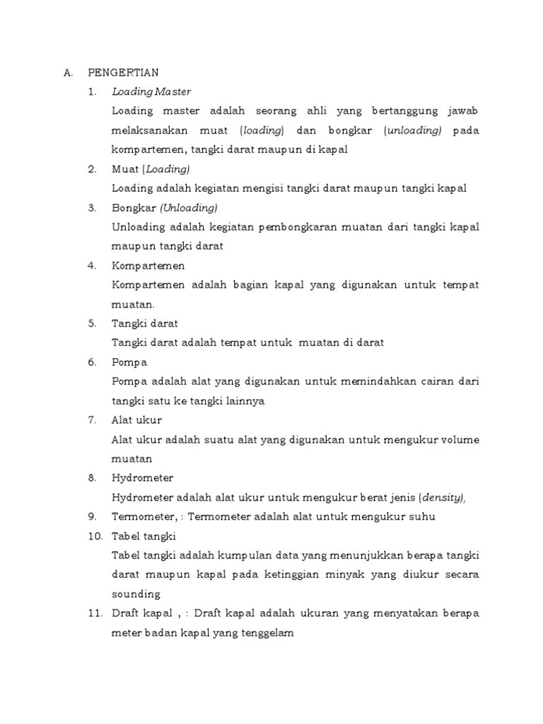 PENGERTIAN Loading Master | PDF