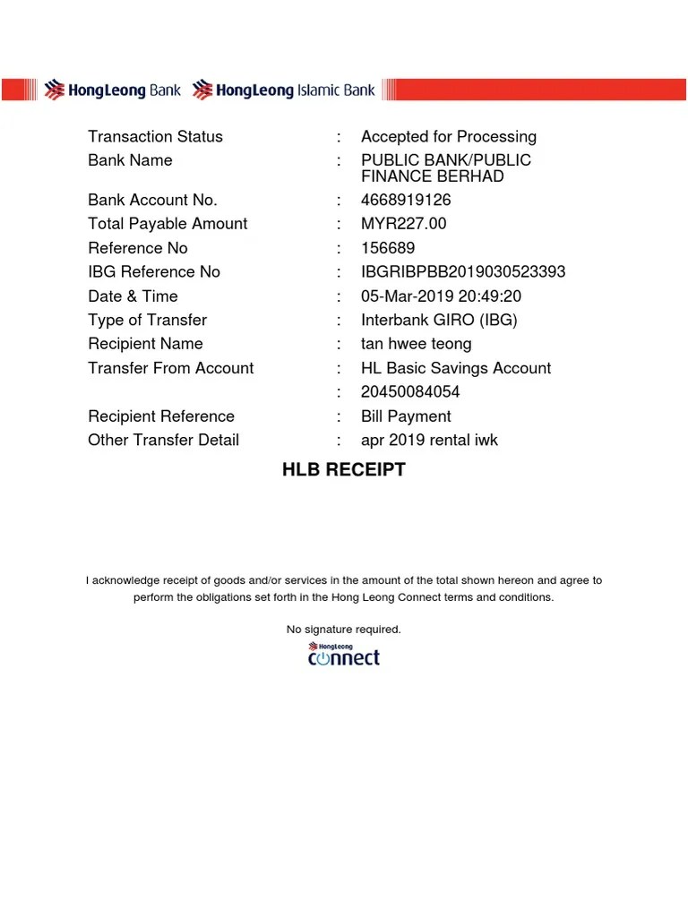 HLB Receipt PDF