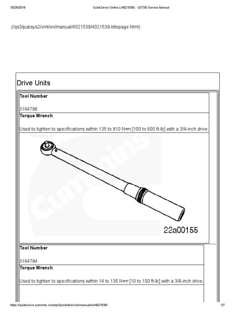 Cummins QST30 Service Manual Tool Guide | PDF | Machines | Mechanical
