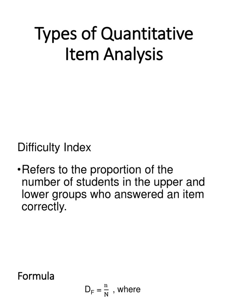 Types of Quantitative Item Analysis PDF
