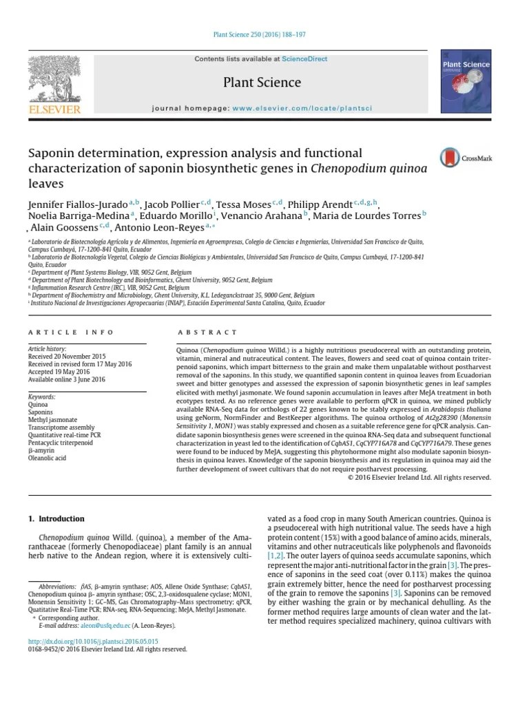 IniapscR2016v250p188Saponin Determination, Expression Analysis and