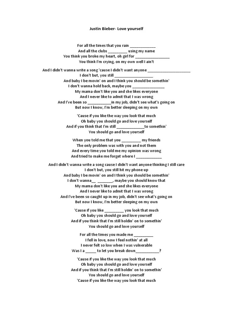 Chord Gitar Dasar Justin Bieber Love Yourself