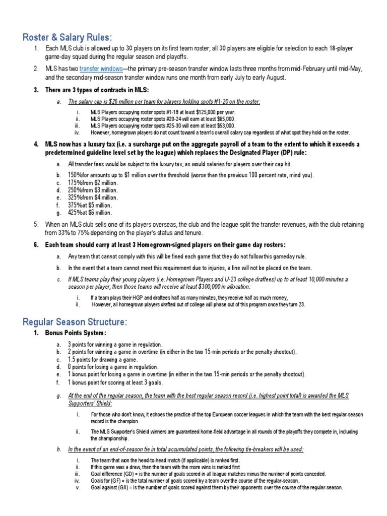 New Mls Rules PDF Major League Soccer Sports Rules And Regulations