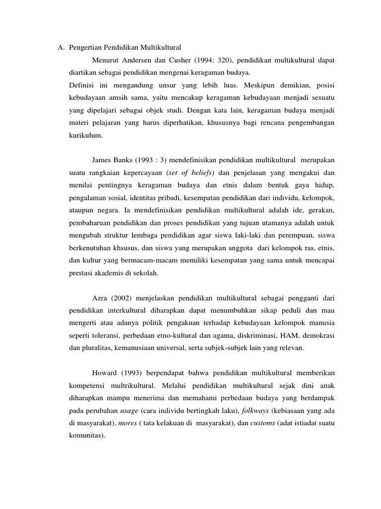 Pengertian Pendidikan Multikultural | PDF