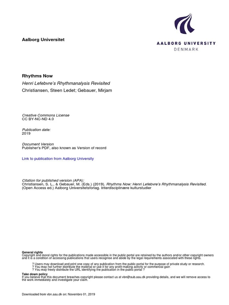 CHRISTIANSEN, Steen Henri Lefebvre's Rhythmanalysis Revisited PDF