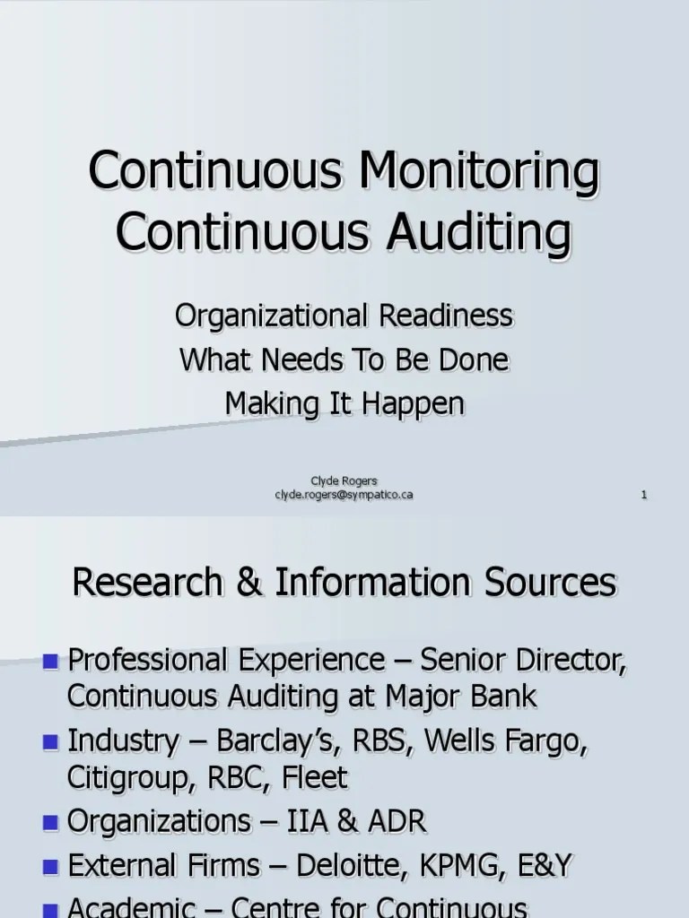 Continuous Monitoring Continuous Auditing Organizational Readiness