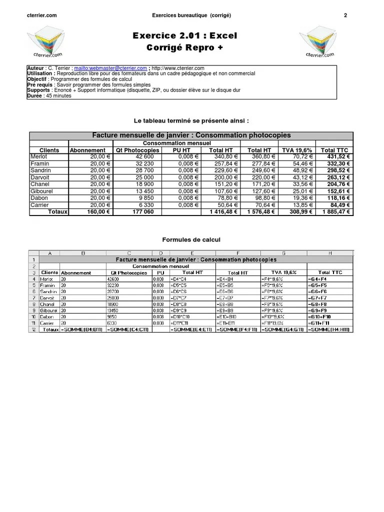 Exe 201 Corrige Site Cterrier PDF | PDF