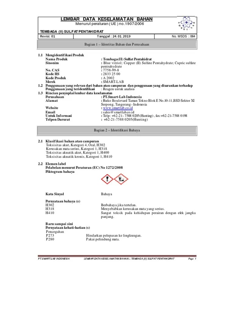 Msds Copper Sulphate Pentahydrate (Indo) PDF