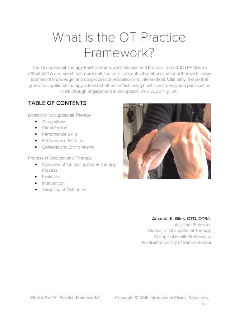 OT+Practice+Framework Occupational Therapy Psychotherapy