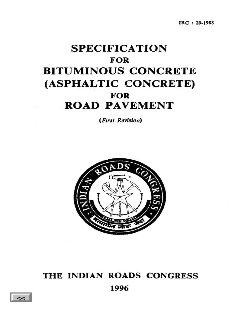 Specification Bituminous Concrete (Asphaltic Concrete) Road Pavement PDF Asphalt