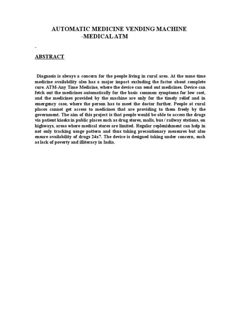 Automatic Medicine Vending Machine Medi PDF Health Sciences