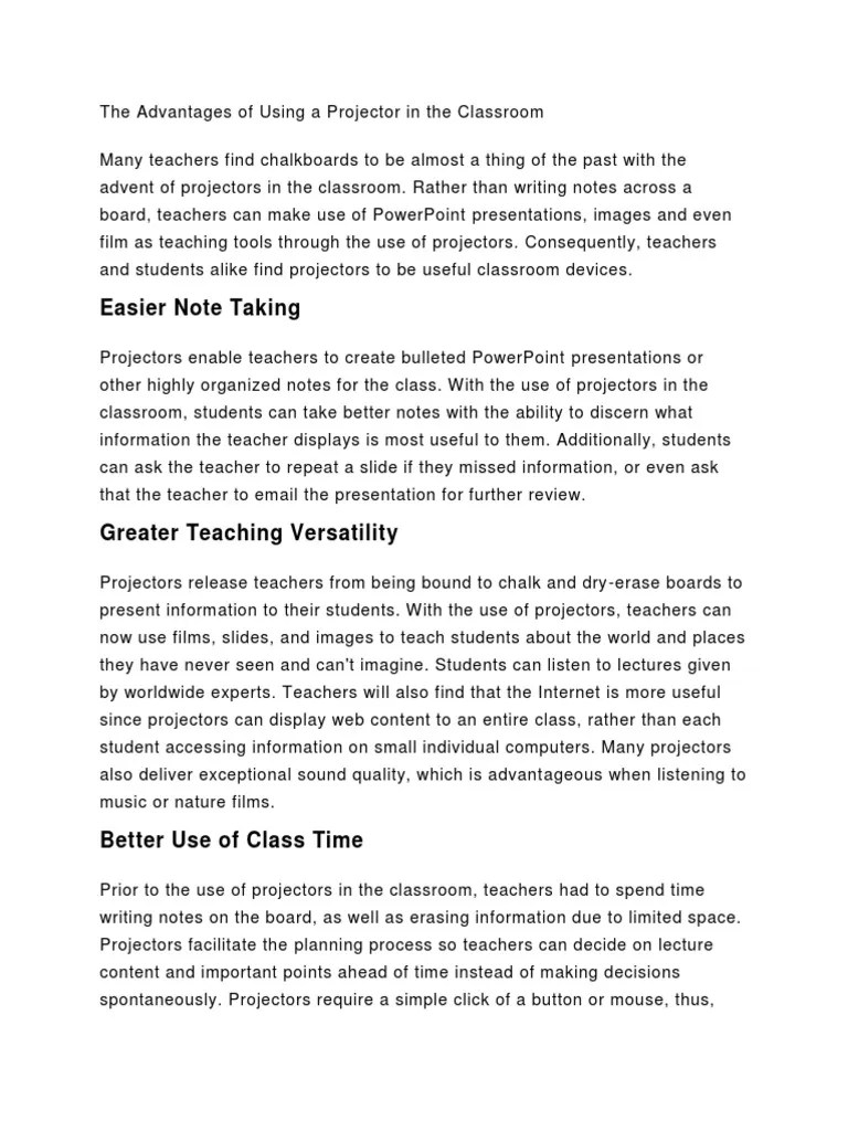 The Many Benefits of Using Projectors in the Classroom Enhanced