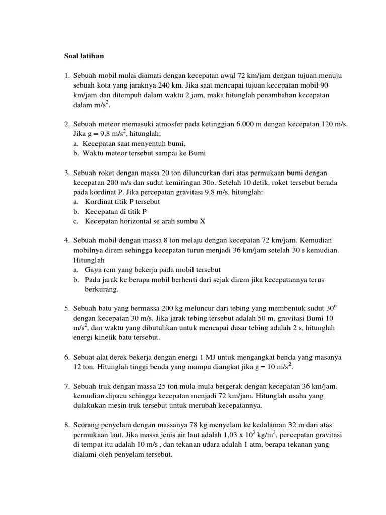 Soal Latihan Fisika-1 | PDF