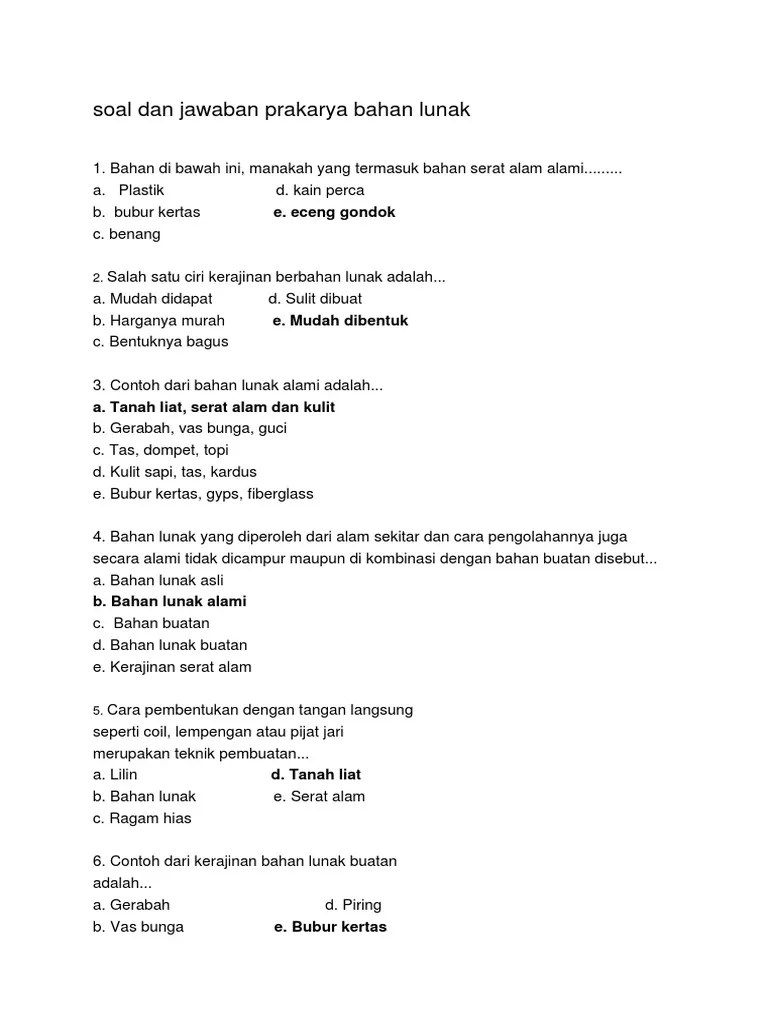 Kerajinan Limbah Keras Soal Free Download .doc