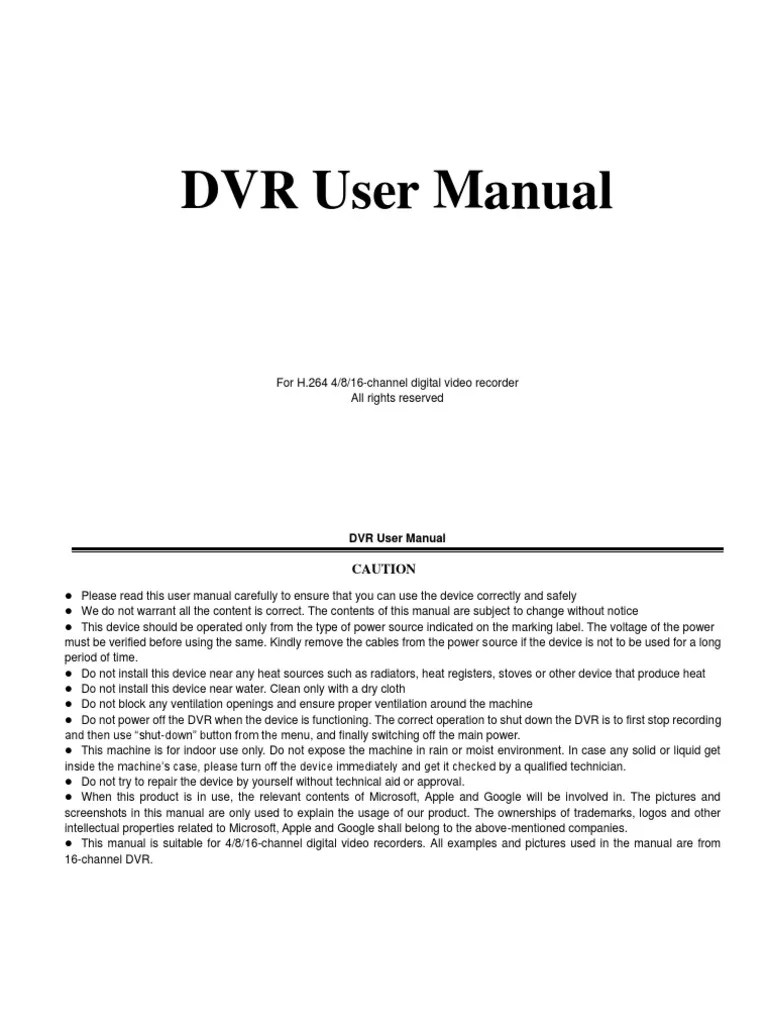 DVR2304 DVR User Manual PDF Digital Video Recorder Usb