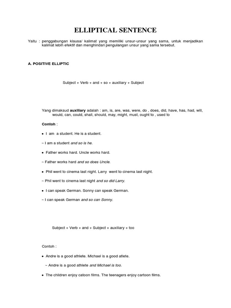 Elliptical Sentence PDF Verb Semantics