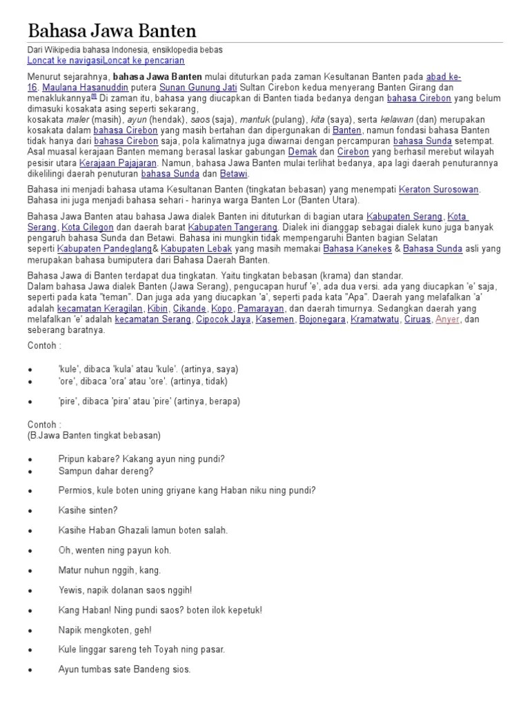 Bahasa Jawa Banten | PDF