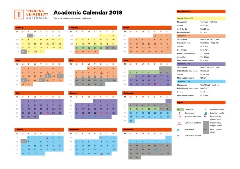 Torrens Academic C
alendar PDF Holidays Observances