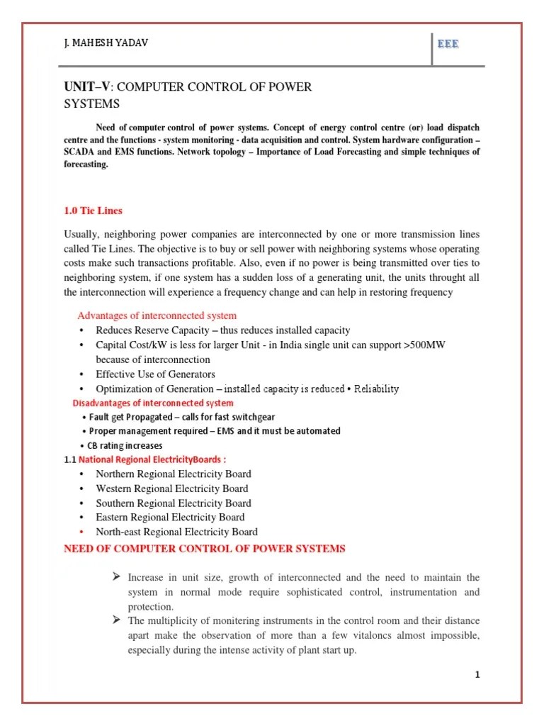 Systems UnitV Computer Control of Power PDF Scada Electric