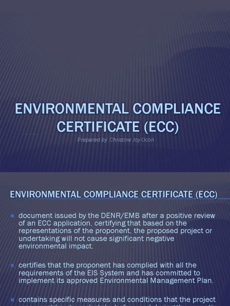 (ECC) Environmental Compliance Certificate PDF Environmental Impact