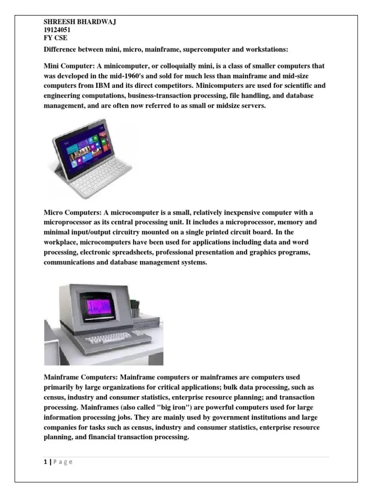 Difference Between Mini Mainframe Computer