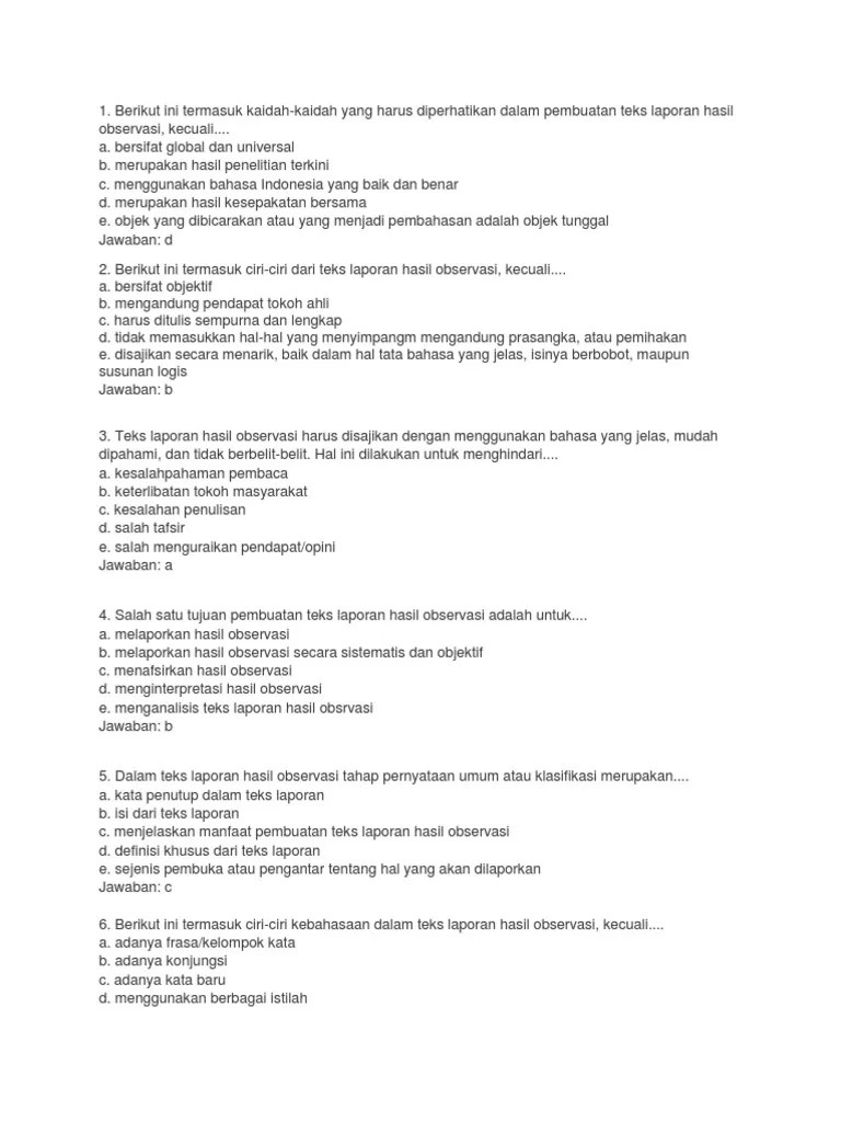 Salah Satu Tujuan Pembuatan Teks Laporan Hasil Observasi Adalah – Sedang