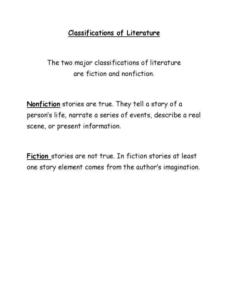 Classifications of Literature