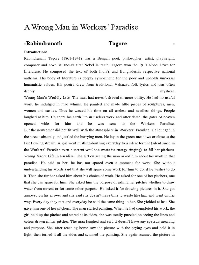 A Wrong Man in Workers Paradise PDF Rabindranath Tagore
