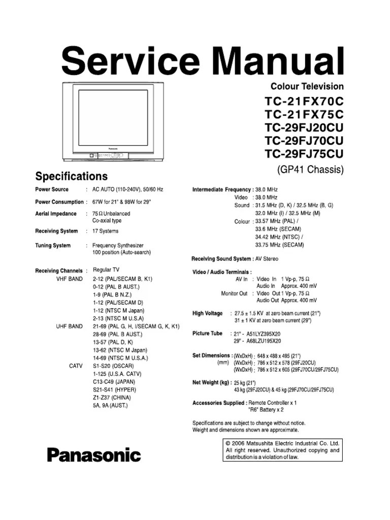 Panasonic Tc-21fx70c, 75c Service Manual | PDF