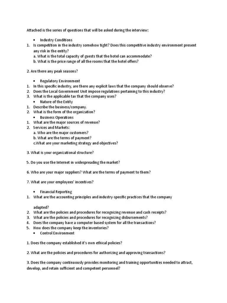 AuditInterview Questions PDF Internal Audit Business