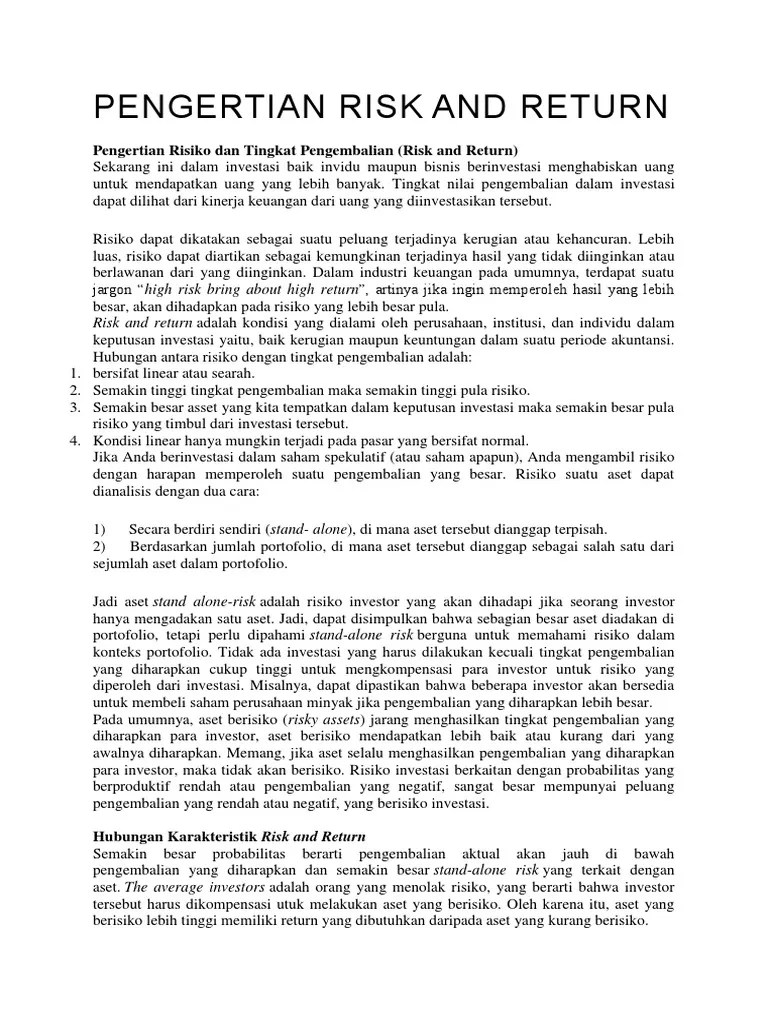 Pengertian Risk and Return PDF