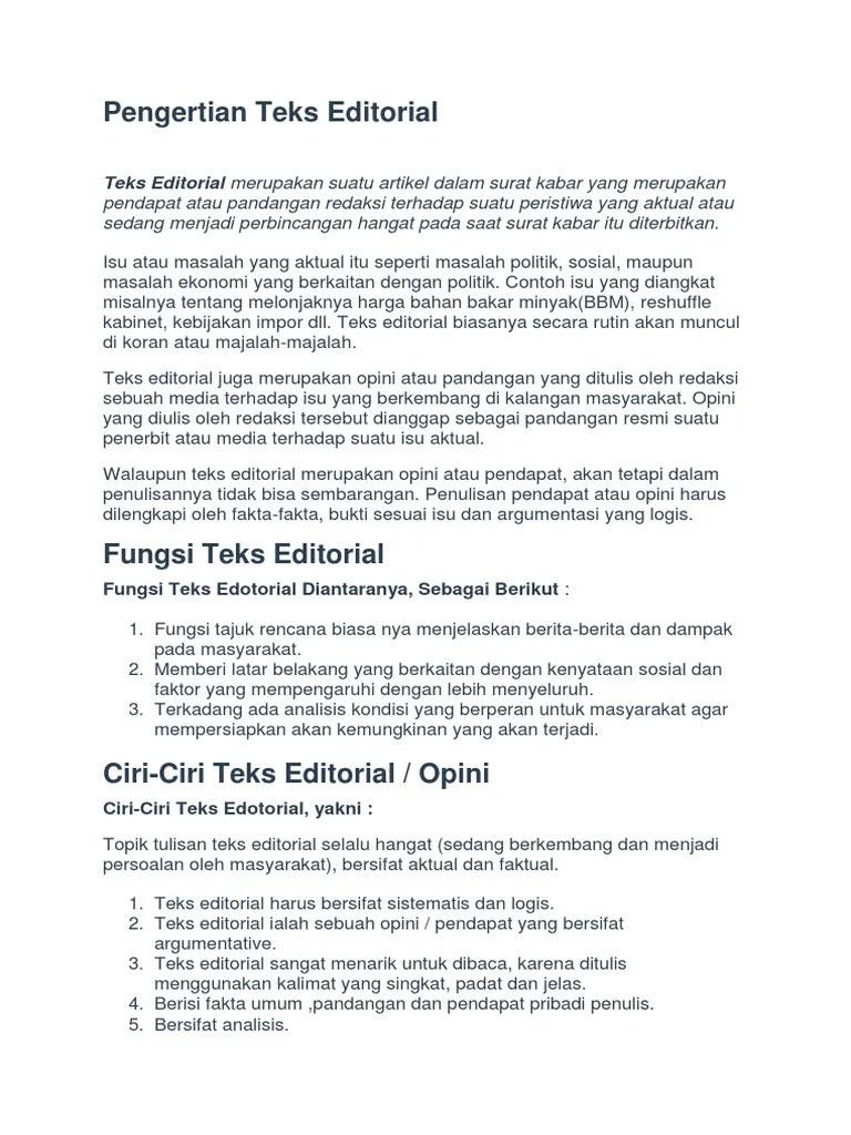Pengertian Teks Editorial | PDF